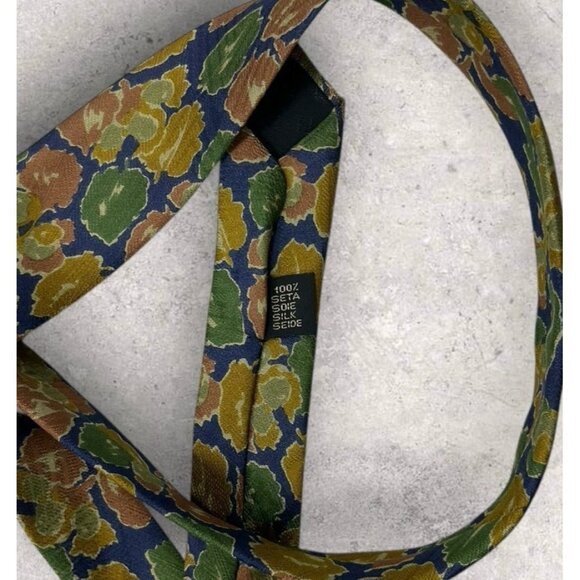 FENDI Silk Tie ITALY Blue Green Orange Leaf W:3.7" EUC - Picture 3 of 6